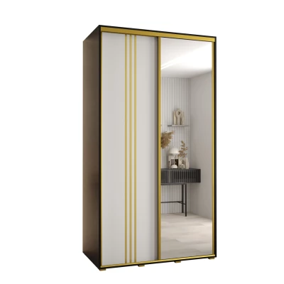 Šatní skříň ASIRI 7 - 130/45 cm, černá / bílá / zlatá