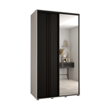 Šatní skříň ASIRI 7 - 130/45 cm, bílá / černá / černá