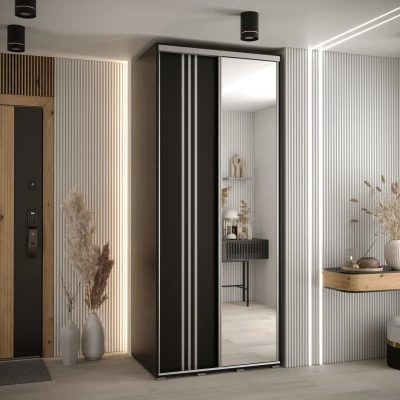 Šatní skříň ASIRI 7 - 120/60 cm, černá / stříbrná