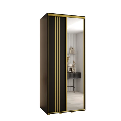 Šatní skříň ASIRI 7 - 120/60 cm, černá / zlatá