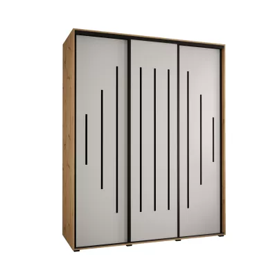Šatní skříň ASIRI 12 - 200/60 cm, dub artisan / bílá / černá