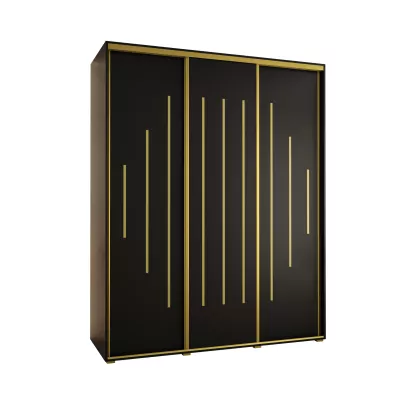 Šatní skříň ASIRI 12 - 200/60 cm, černá / zlatá