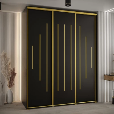 Šatní skříň ASIRI 12 - 200/60 cm, černá / zlatá