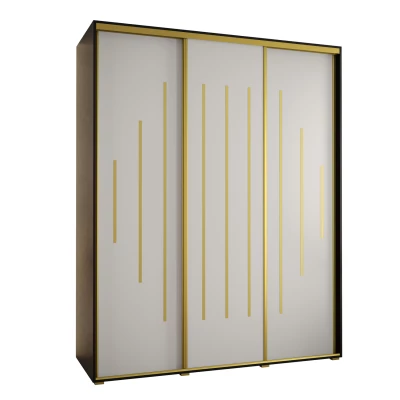 Šatní skříň ASIRI 12 - 200/60 cm, černá / bílá / zlatá