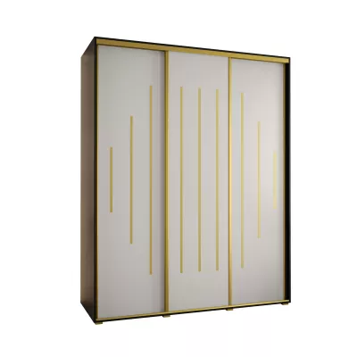 Šatní skříň ASIRI 12 - 200/60 cm, černá / bílá / zlatá