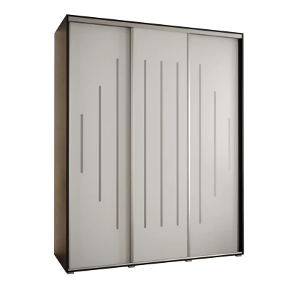 Šatní skříň ASIRI 12 - 200/60 cm, černá / bílá / stříbrná