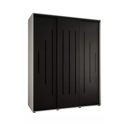 Šatní skříň ASIRI 12 - 200/60 cm, bílá / černá / černá