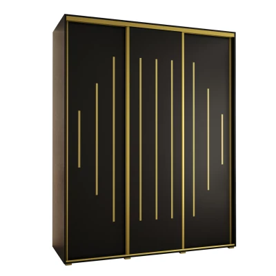 Šatní skříň ASIRI 12 - 190/60 cm, černá / zlatá