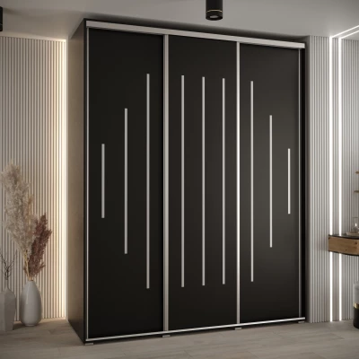 Šatní skříň ASIRI 12 - 190/60 cm, černá / stříbrná