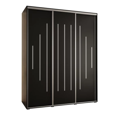 Šatní skříň ASIRI 12 - 190/60 cm, černá / stříbrná