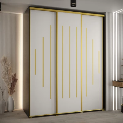 Šatní skříň ASIRI 12 - 190/60 cm, černá / bílá / zlatá