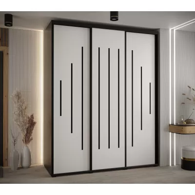 Šatní skříň ASIRI 12 - 190/60 cm, černá / bílá / černá