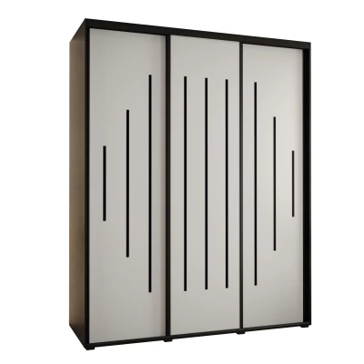 Šatní skříň ASIRI 12 - 190/60 cm, černá / bílá / černá