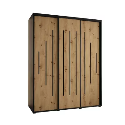Šatní skříň ASIRI 12 - 190/60 cm, černá / dub artisan / černá