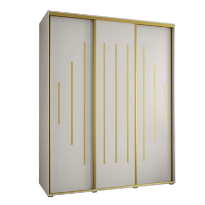 Šatní skříň ASIRI 12 - 190/60 cm, bílá / zlatá