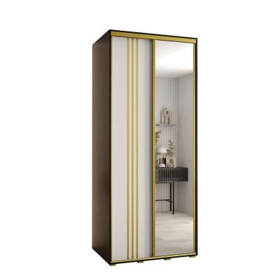 Šatní skříň ASIRI 7 - 110/60 cm, černá / bílá / zlatá