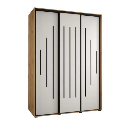 Šatní skříň ASIRI 12 - 180/60 cm, dub artisan / bílá / černá