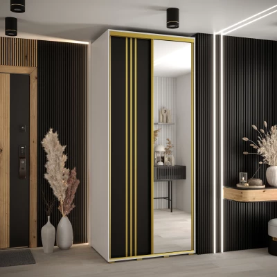 Šatní skříň ASIRI 7 - 110/45 cm, bílá / černá / zlatá