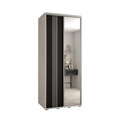 Šatní skříň ASIRI 7 - 110/45 cm, bílá / černá / stříbrná