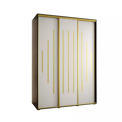 Šatní skříň ASIRI 12 - 180/60 cm, černá / bílá / zlatá