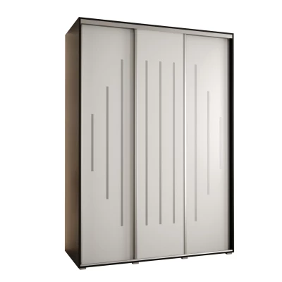 Šatní skříň ASIRI 12 - 180/60 cm, černá / bílá / stříbrná