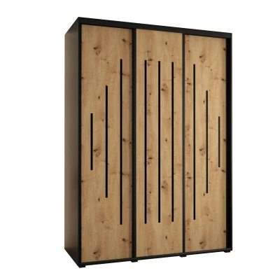 Šatní skříň ASIRI 12 - 180/60 cm, černá / dub artisan / černá