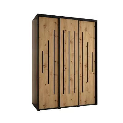 Šatní skříň ASIRI 12 - 180/60 cm, černá / dub artisan / černá