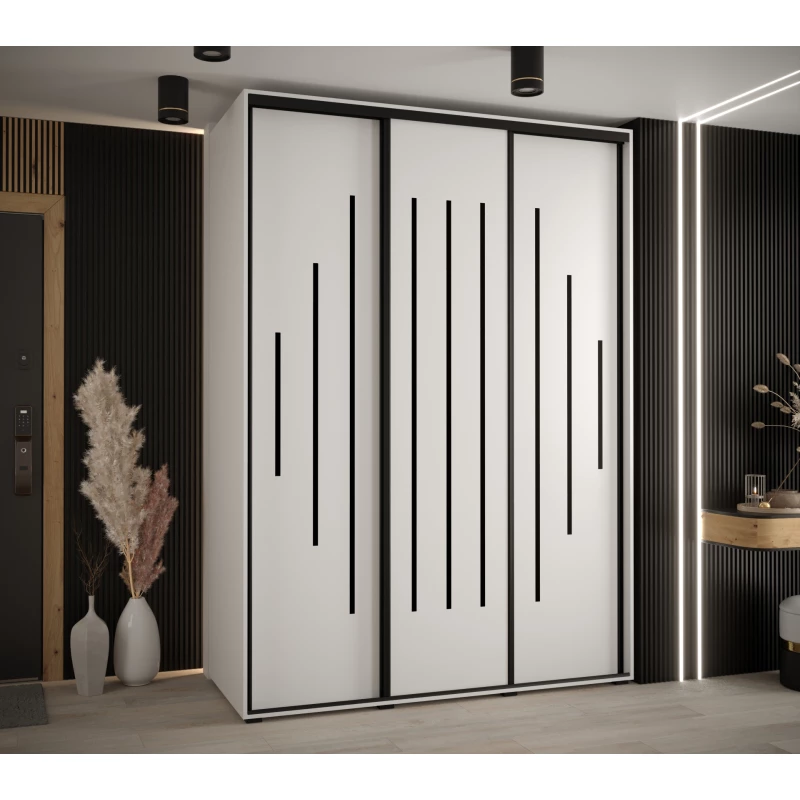 Šatní skříň ASIRI 12 - 180/60 cm, bílá / černá