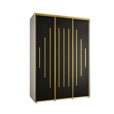 Šatní skříň ASIRI 12 - 180/60 cm, bílá / černá / zlatá