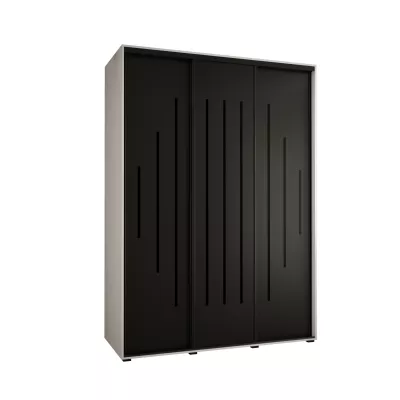 Šatní skříň ASIRI 12 - 180/60 cm, bílá / černá / černá