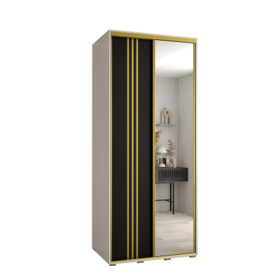Šatní skříň ASIRI 7 - 100/60 cm, bílá / černá / zlatá