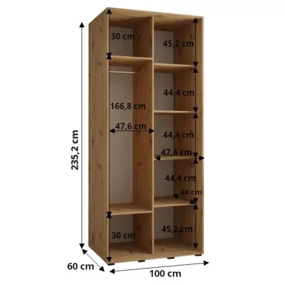 Šatní skříň ASIRI 7 - 100/60 cm, černá / dub artisan / černá