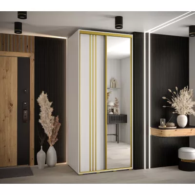 Šatní skříň ASIRI 7 - 100/45 cm, bílá / zlatá