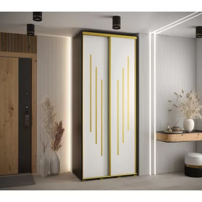 Šatní skříň ASIRI 8 - 100/60 cm, černá / bílá / zlatá