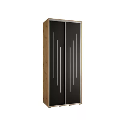 Šatní skříň ASIRI 8 - 100/60 cm, dub artisan / černá / stříbrná