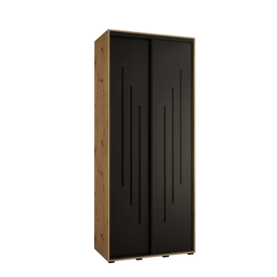 Šatní skříň ASIRI 8 - 100/60 cm, dub artisan / černá / černá