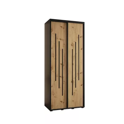 Šatní skříň ASIRI 8 - 100/60 cm, černá / dub artisan / černá