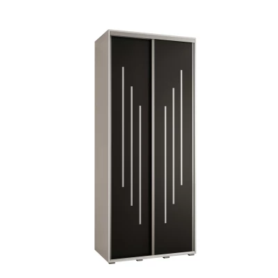 Šatní skříň ASIRI 8 - 100/60 cm, bílá / černá / stříbrná