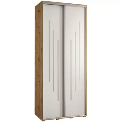 Šatní skříň ASIRI 8 - 100/45 cm, dub artisan / bílá / stříbrná