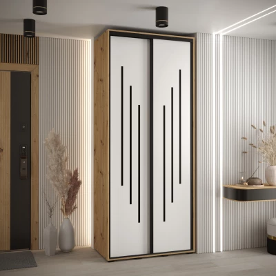 Šatní skříň ASIRI 8 - 110/60 cm, dub artisan / bílá / černá