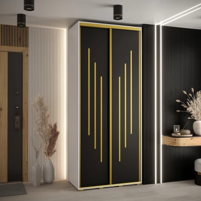 Šatní skříň ASIRI 8 - 110/60 cm, bílá / černá / zlatá