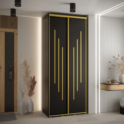 Šatní skříň ASIRI 8 - 110/45 cm, černá / zlatá