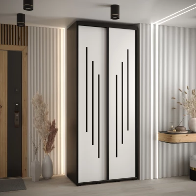 Šatní skříň ASIRI 8 - 110/45 cm, černá / bílá / černá