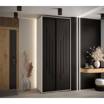 Šatní skříň ASIRI 8 - 110/45 cm, bílá / černá / černá