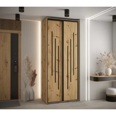 Šatní skříň ASIRI 8 - 120/60 cm, dub artisan / černá