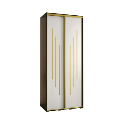Šatní skříň ASIRI 8 - 120/60 cm, černá / bílá / zlatá
