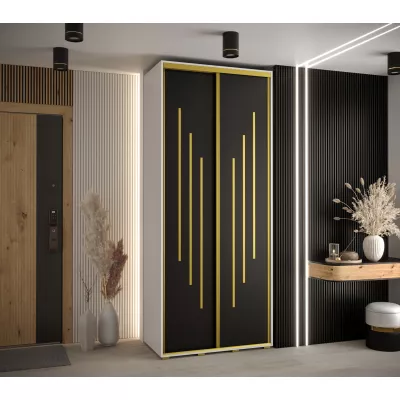 Šatní skříň ASIRI 8 - 120/60 cm, bílá / černá / zlatá
