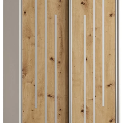 Šatní skříň ASIRI 8 - 120/60 cm, bílá / dub artisan / stříbrná