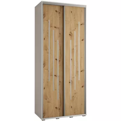 Šatní skříň ASIRI 8 - 120/60 cm, bílá / dub artisan / stříbrná