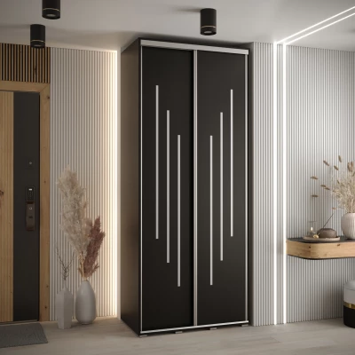 Šatní skříň ASIRI 8 - 120/45 cm, černá / stříbrná